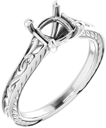 Sužadėtuvių Žiedas „Solitaire Scroll“ 14k white gold Square 5.5mm (1)