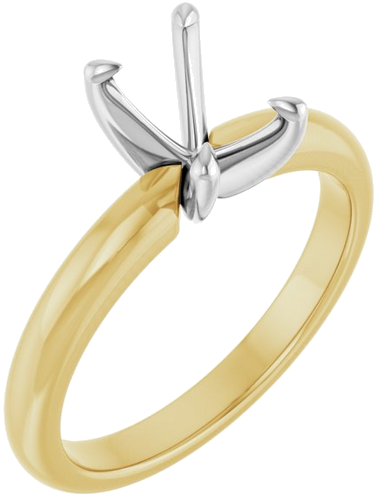14K Yellow White 7x5 mm Emerald Solitaire Engagement Ring Mounting (1)