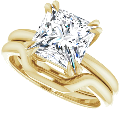 Sužadėtuvių Žiedas „Double Claw-Prong Solitaire“ 14k yellow gold Square 8mm (10)
