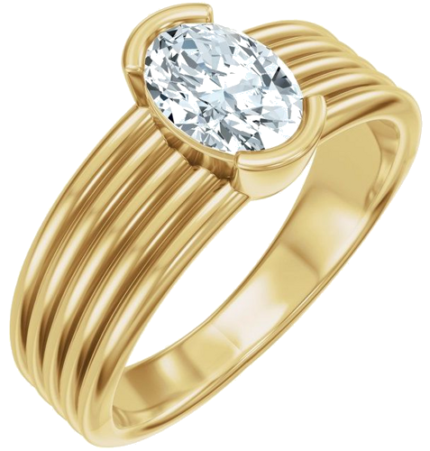 Sužadėtuvių Žiedas „Half Bezel Solitaire“ 14k yellow gold Oval 7mm x 5mm (1)