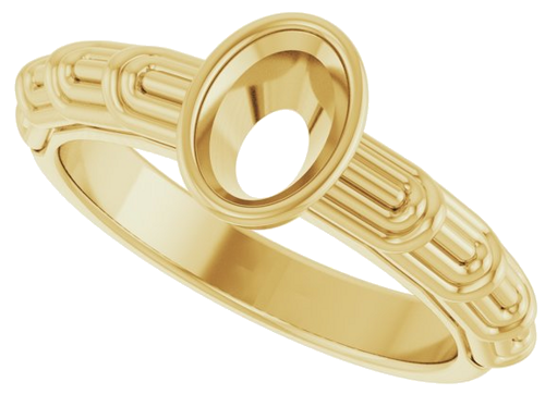 14K Yellow 7 x 5 mm Oval Solitaire Engagement Ring Mounting (5)