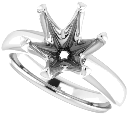 14K White 10 mm Round Engagement Ring Mounting (5)