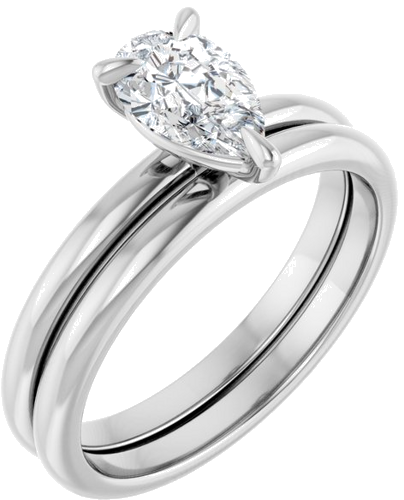 14K White  8x5 mm Pear Solitaire Engagement Ring Mounting (6)