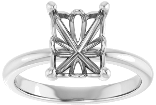 14K White 9x7 mm Emerald Solitaire Engagement Ring Mounting (3)