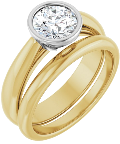 Sužadėtuvių Žiedas „Bezel-Set Solitaire“ 14k yellow/white gold Round 6.5mm (6)
