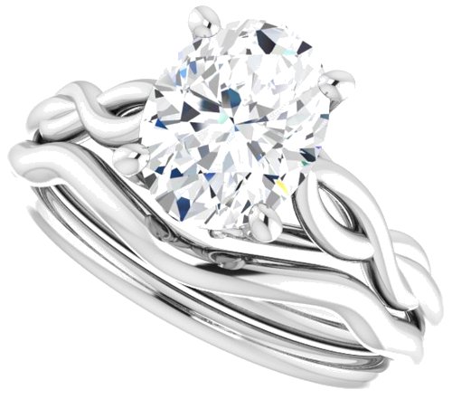 Sužadėtuvių Žiedas „Solitaire“ 585 Baltojo Aukso Oval 9mm x 7mm (10)