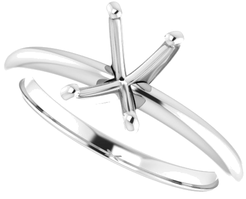 14K White  7x5 mm Emerald Solitaire Engagement Ring Mounting (5)