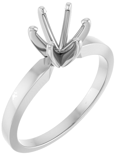 Sužadėtuvių Žiedas „Solitaire“ 585 Baltojo Aukso Round 6mm x 6.6mm (1)