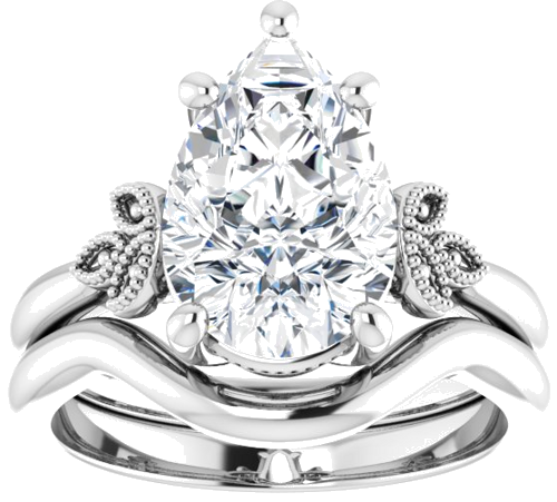 Sužadėtuvių Žiedas „Solitaire“ 14k white gold Pear 12mm x 8mm (8)