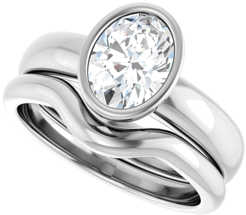 Sužadėtuvių Žiedas „Bezel-Set Solitaire“ 14k white gold Oval 8mm x 6mm (10)