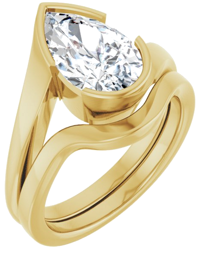 Sužadėtuvių Žiedas „Half-Bezel Solitaire“ 14k yellow gold Pear 11.5mm x 7mm (6)