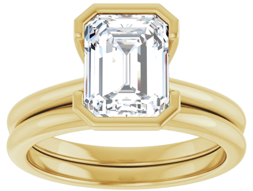 Sužadėtuvių Žiedas „Half-Bezel“ 14k yellow gold Emerald 8.5mm x 6.5mm (8)