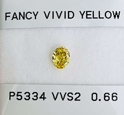 0.66 carat Fancy Vivid Yellow-VVS2 Natūralus Oval Deimantas (1)