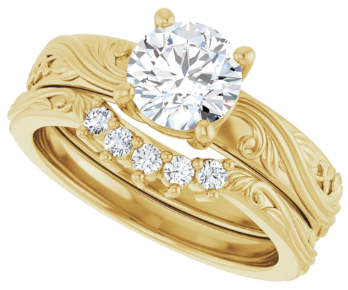 Sužadėtuvių Žiedas „Solitaire Sculptural“ 14k yellow gold Round 6.5mm (10)