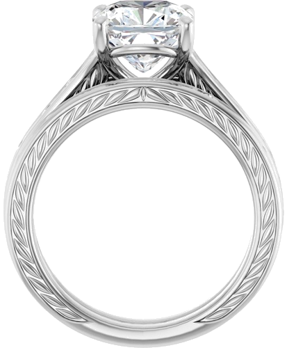 Sužadėtuvių Žiedas „Solitaire Scroll“ 14k white gold Cushion 8mm (7)