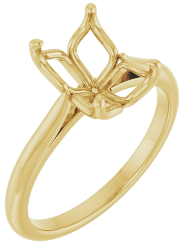 14K Yellow  9x7 mm Emerald Solitaire Engagement Ring Mounting (1)