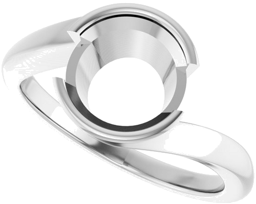 Sužadėtuvių Žiedas „Half-Bezel Solitaire“ 14k white gold Round 8.2mm (5)