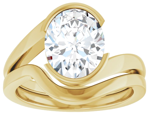 Sužadėtuvių Žiedas „Half-Bezel Solitaire“ 14k yellow gold Oval 10mm x 8mm (8)