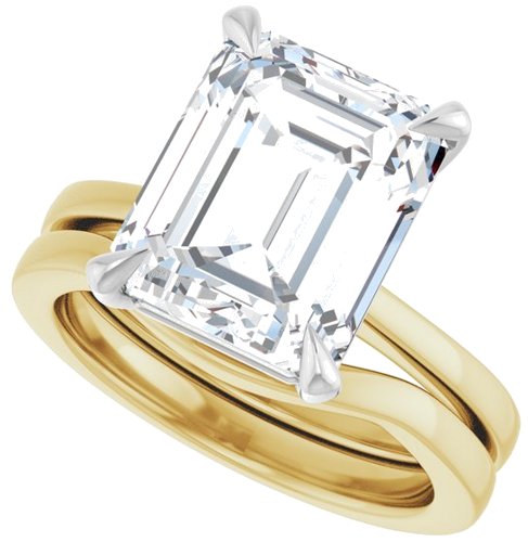 Sužadėtuvių Žiedas „Claw-Prong“ 14k yellow/white gold Emerald 11mm x 9mm (10)