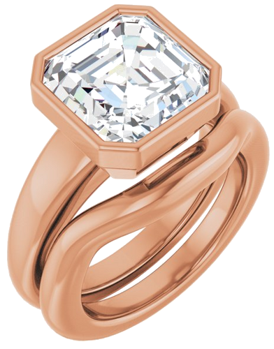 Sužadėtuvių Žiedas „Bezel-Set Solitaire“ 14k rose gold Asscher 10mm (6)