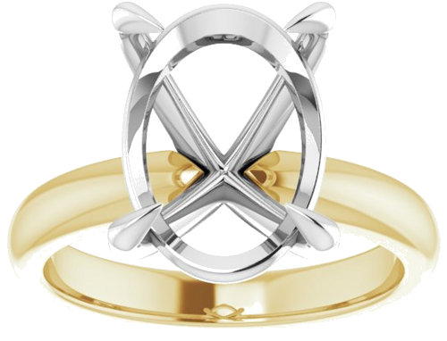 Sužadėtuvių Žiedas „Solitaire“ 585 Baltojo Ir Geltonojo Aukso Oval 14mm x 10mm (3)