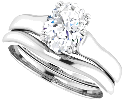 Sužadėtuvių Žiedas „Solitaire“ 14k white gold Oval 8mm x 6mm (10)