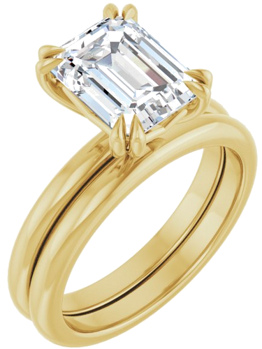 Sužadėtuvių Žiedas „Double Claw-Prong“ 14k yellow gold Emerald 9mm x 7mm (6)