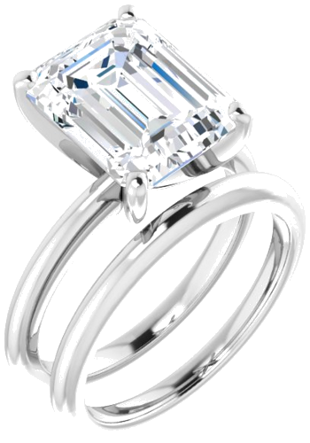 14K White  11x9 mm Emerald Solitaire Engagement Ring Mounting (6)