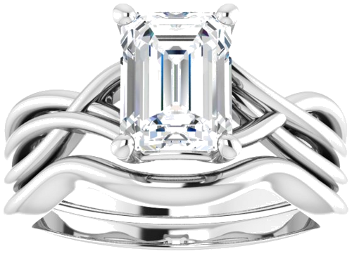 Sužadėtuvių Žiedas „Solitaire“ 585 Baltojo Aukso Emerald 8mm x 6mm (8)