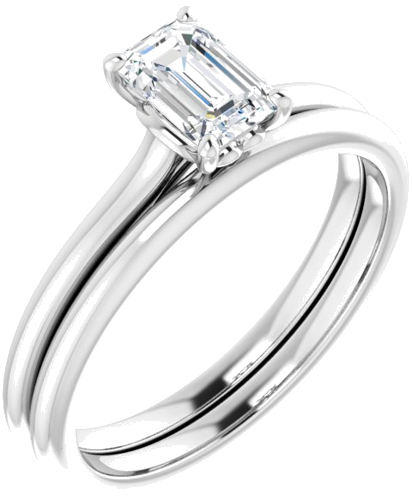 Sužadėtuvių Žiedas „Solitaire“ 585 Baltojo Aukso Emerald 6mm x 4mm (6)