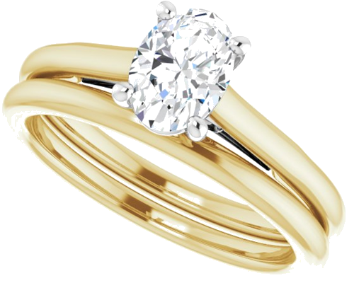 14K Yellow   White  7x5 mm Oval Solitaire Engagement Ring Mounting (10)