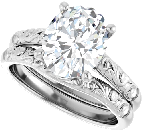 Sužadėtuvių Žiedas „Solitaire“ 14k white gold Oval 10mm x 8mm (10)