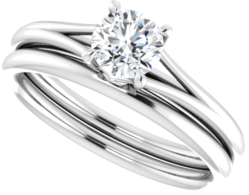 Sužadėtuvių Žiedas „Solitaire“ 14k white gold Round 5.2mm (10)