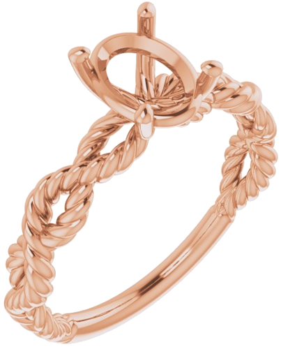 Sužadėtuvių Žiedas „Twisted Rope Solitaire“ 417 Rožinis Aukso Oval 8mm x 6mm (1)