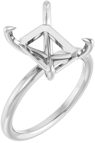 Sužadėtuvių Žiedas „Claw-Prong Solitaire“ 14k white gold Emerald 11mm x 9mm (1)