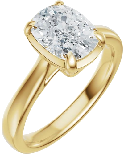 Sužadėtuvių Žiedas „Claw-Prong Solitaire Bezel-Style“ 14k yellow gold Elongated Cushion 8mm x 6mm (1)