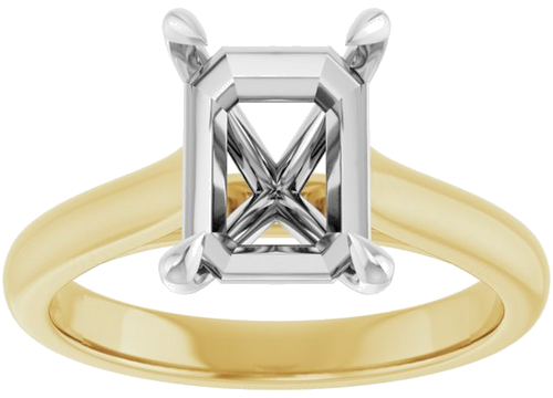 Sužadėtuvių Žiedas „Claw-Prong“ 14k yellow/white gold Emerald 9mm x 7mm (3)