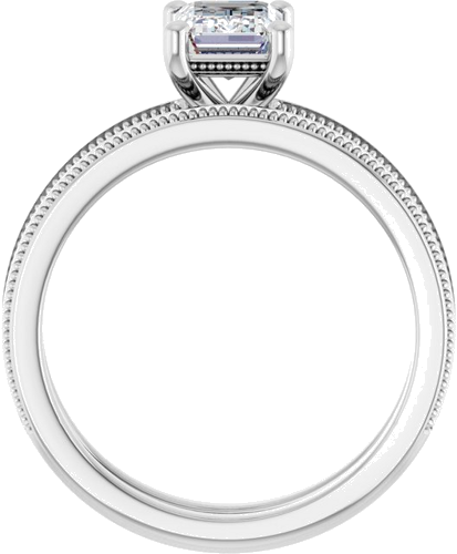 Sužadėtuvių Žiedas „Solitaire Milgrain“ 14k white gold Emerald 7mm x 5mm (7)