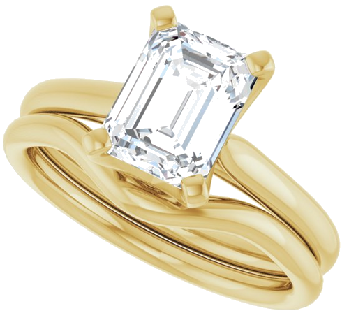 Sužadėtuvių Žiedas „Solitaire“ 585 Geltonojo Aukso Emerald 8mm x 6mm (10)