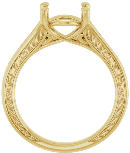 Sužadėtuvių Žiedas „Solitaire Scroll“ 14k yellow gold Oval 10mm x 8mm (2)