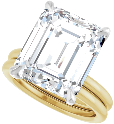 Sužadėtuvių Žiedas „Claw-Prong Solitaire“ 14k yellow/white gold Emerald 13mm x 11mm (10)