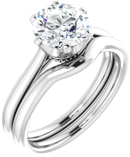 14K White 7.4 mm Round Engagement Ring Mounting (6)