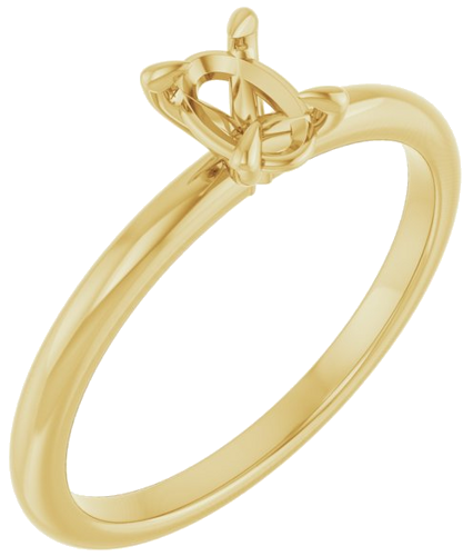 Sužadėtuvių Žiedas „Solitaire“ 585 Geltonojo Aukso Oval 6mm x 4mm (1)