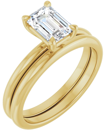 Sužadėtuvių Žiedas 585 Geltonojo Aukso Emerald 7mm x 5mm (6)