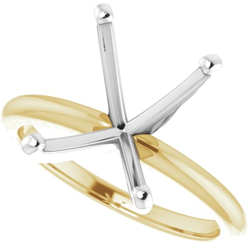 14K Yellow   White  11x9 mm Emerald Solitaire Engagement Ring Mounting (5)