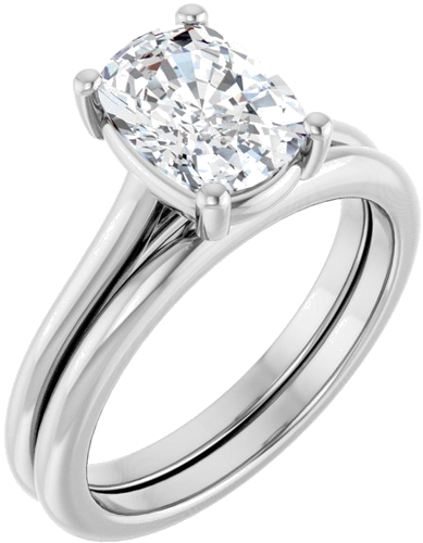Sužadėtuvių Žiedas 14k white gold Elongated Cushion 8.5mm x 6.5mm (6)