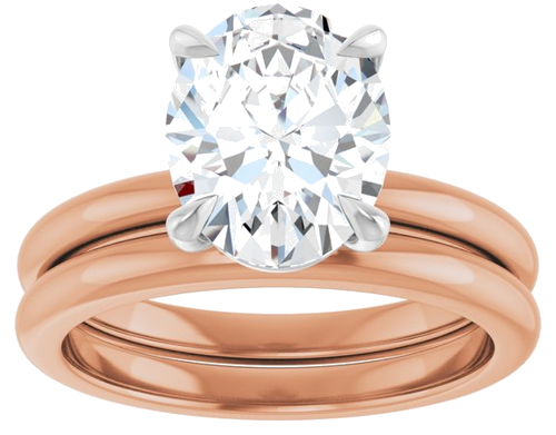 14K Rose White 10x8 mm Oval Solitaire Engagement Ring Mounting (8)