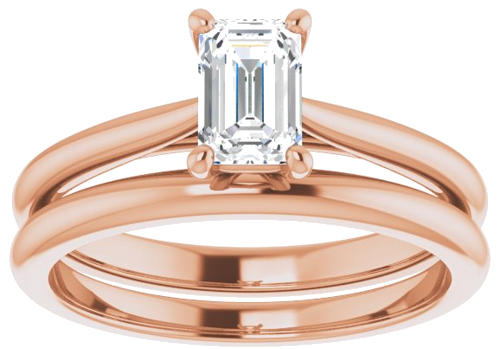 Sužadėtuvių Žiedas „Solitaire“ 14k rose gold Emerald 6mm x 4mm (8)