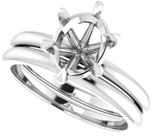14K White 9x7 mm Oval Solitaire Engagement Ring Mounting (10)