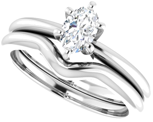 Sužadėtuvių Žiedas „Solitaire“ 585 Baltojo Aukso Oval 6mm x 4mm (10)